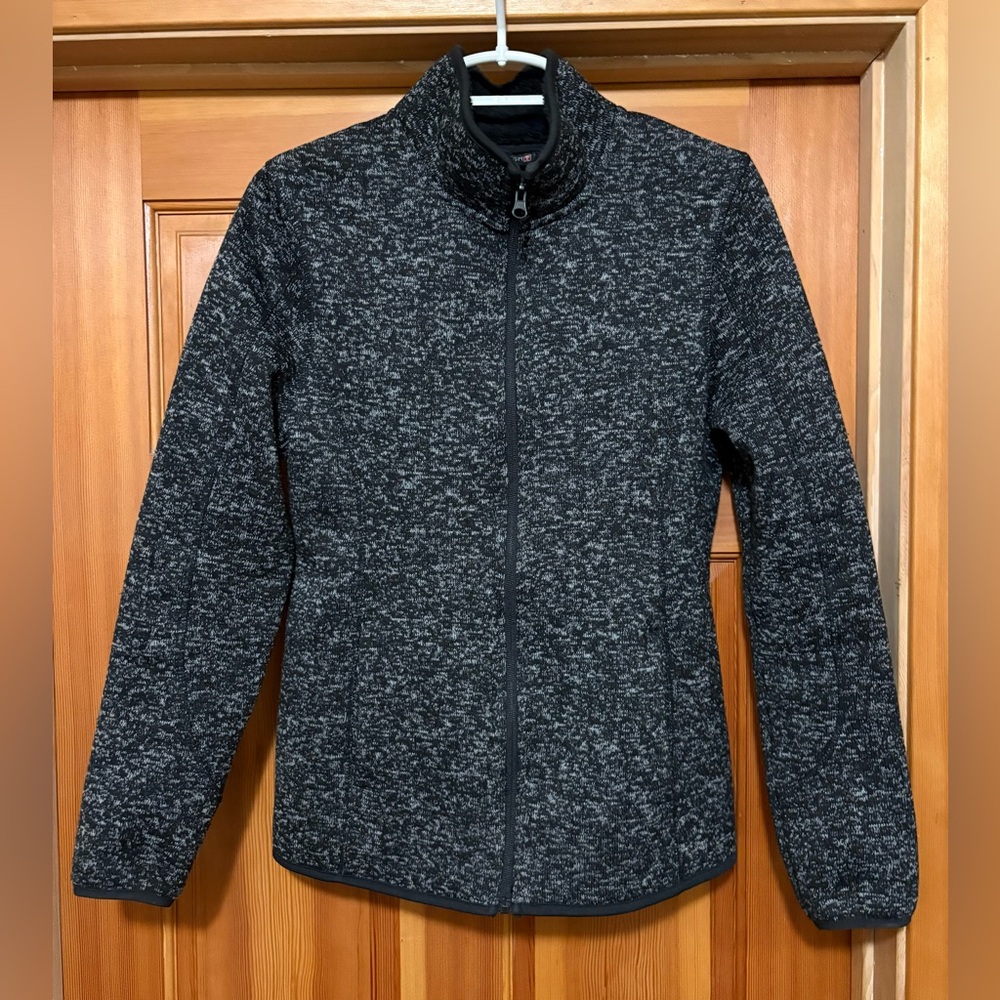 Swiss Tech Women's Charcoal Sweater Jacket, zippered.